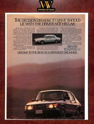 Saab 900 Turbo Vintage Print Ad - The Decision On How To Drive