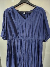 Old Navy Dress Womens 2X Blue Mini Waist Defined Pullover Shift Vneck Viscose