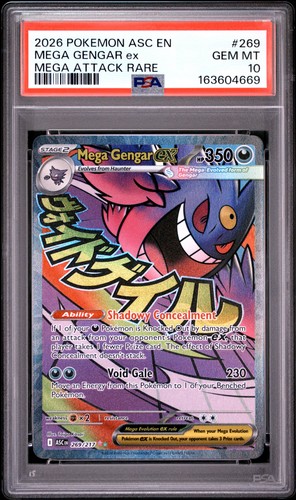 2026 POKEMON ASC EN-ASCENDED HEROES MEGA ATTACK RARE #269 MEGA GENGAR EX PSA 10