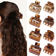8Pcs Medium Hair Clips for Women 2 Styles Rectangle and Double Leopard print