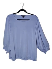Simply Vera Vera Wang Blue 3/4-Sleeve Peasant Stretch Blouse Top XXL