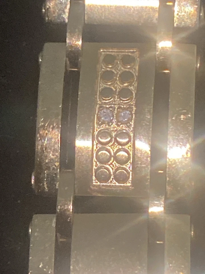 Pulseira masculina de diamante R.H. Macy aço inoxidável e folheada a íons amarelos 1/10 quilate 8,5” - Imagem 4 de 4