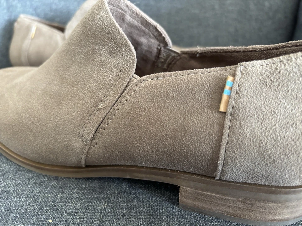 Toms Shaye Beige Tostado Gamuza Cuero Botines Zapatos Planos 9 NUEVO Foto 4 de 4