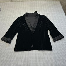 Romantic Gothic Velvet Jacket Medium Pleated Trim Black Whimsigoth Holiday
