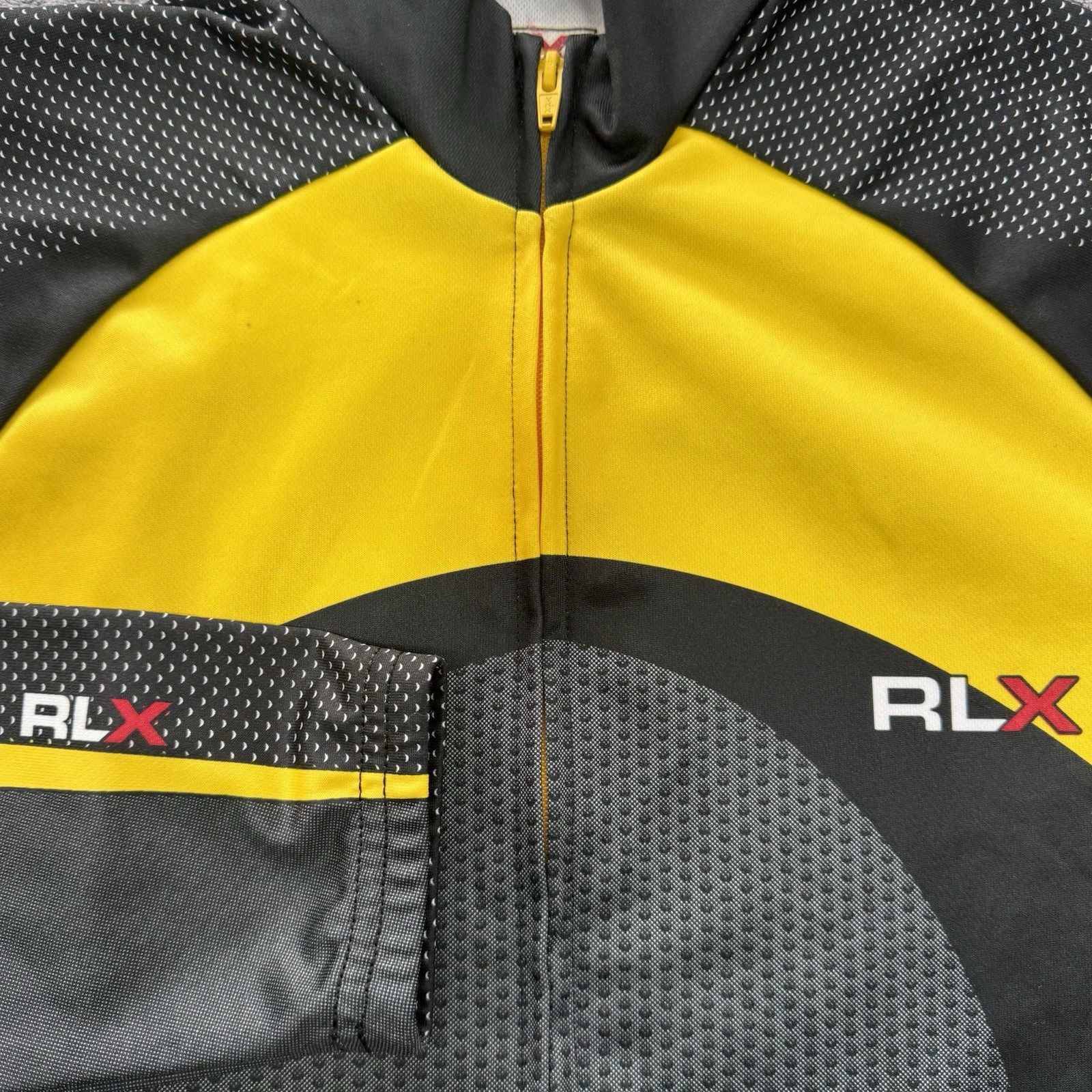 RLX Polo Sport Cycling Jersey Mens Small Yellow Long Sleeve Made in USA Bike