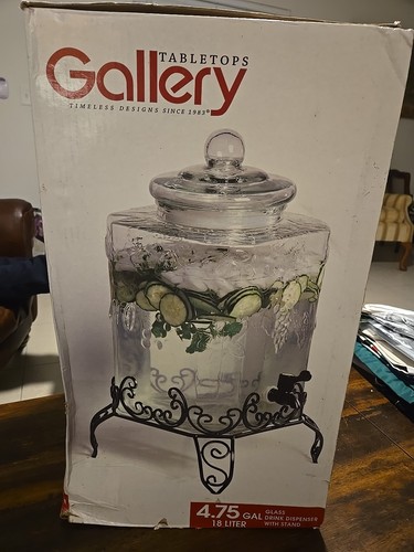 Tabletops Gallery 4.75 Gallon 18 Liter Glass Drink Dispenser With Stand