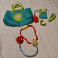 Fisher Price Medical Kit Nurse Doctor Bag BP Cuff Stethoscope Thermometer More