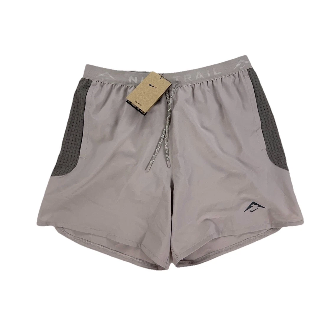 NEW Nike Trail Dri-Fit Brief Lined 6" Running Shorts Gray Mens Size M HJ3574-009