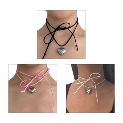 Simple Love Pendant Clavicle Chain Drawing Adjustable Rope Cold Wind Necklace