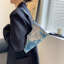 Women’s Oil Painting Print Crossbody Shoulder Bag Zipper Casual Handbag