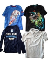 Boys Size Large 10-12 Athletic Shirt Lot Under Armour Baseball Basketball Polo
