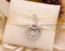 NEW Pandora Birthstone Beaded Heart April Milky White Charm 798854C04 Retired