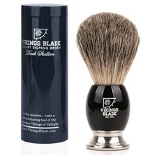 Vikings Blade Dark Stallion Shaving Brush Badger Bristles Luxury With Bowl NEW