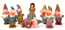 Vtg DISNEY SNOW WHITE SEVEN DWARFS Paper Mache Container  Ornaments W GERMANY VG