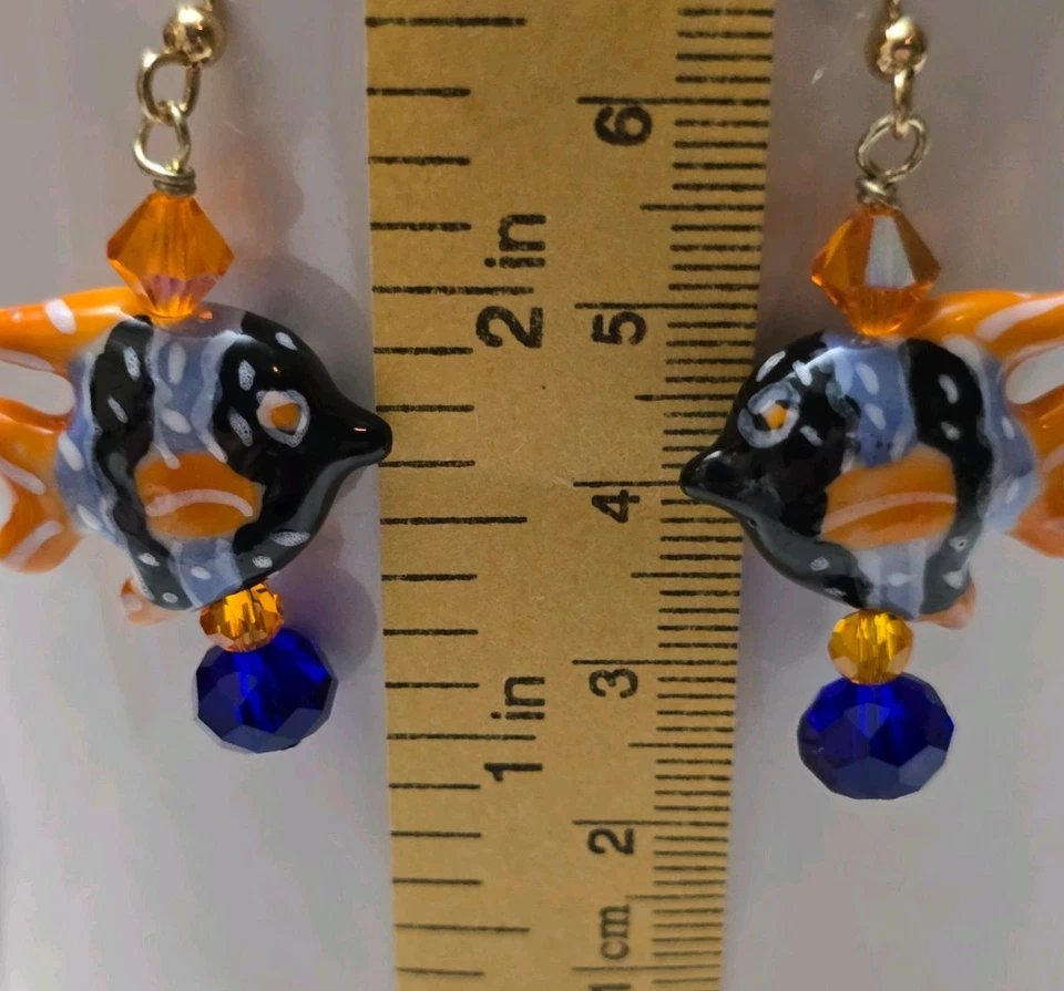 Pendientes colgantes de vidrio y cristal hechos a mano ¡ENVÍO GRATUITO! Foto 2 de 4