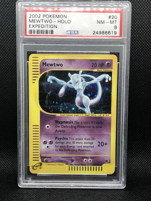 2002 POKEMON EXPEDITION #20 MEWTWO-HOLO PSA 8