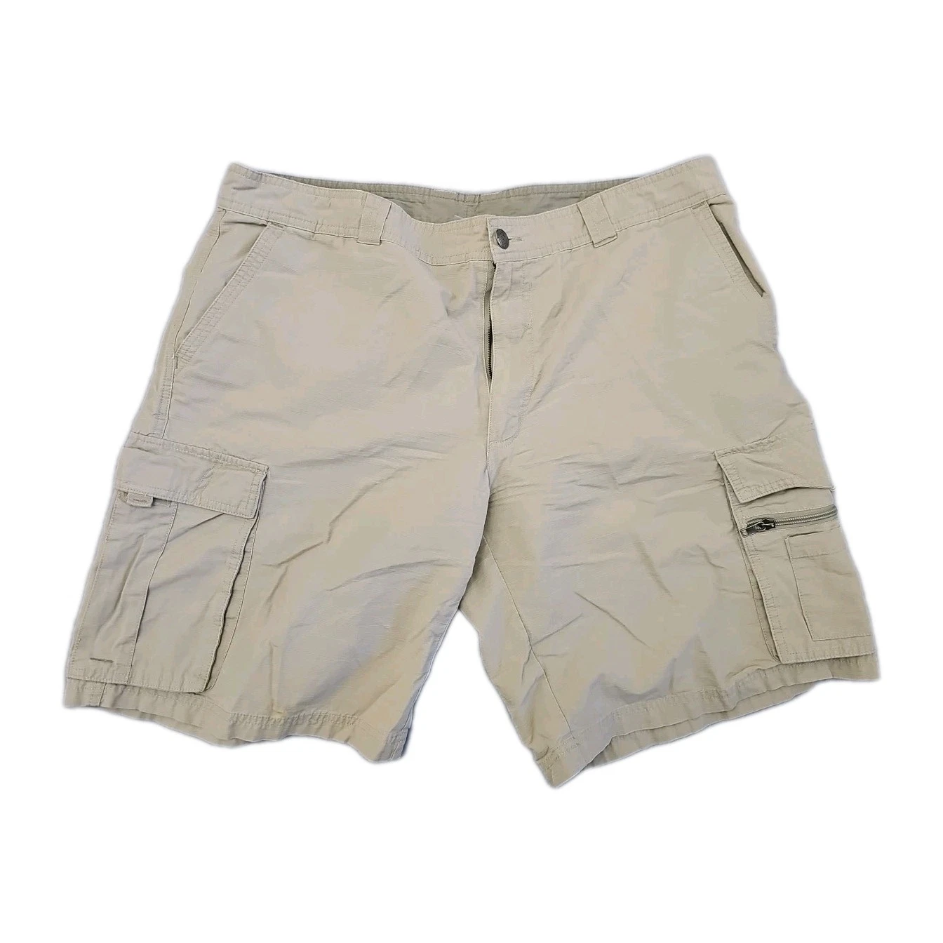 Columbia Mens Flat Front Cargo Shorts Beige Khaki Size 40 x 11L Hiking BBQ Park