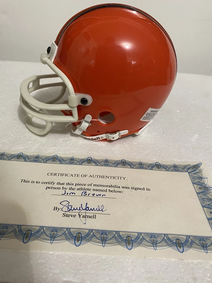Minicasco firmado por Jim Brown de los Cleveland Browns de la NFL con autenticidad ¡Envío gratuito! Foto 4 de 4