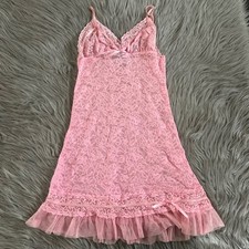 Vintage Victoria's Secret Lingerie Slip Womens Size Small Pink Floral Lace Sheer
