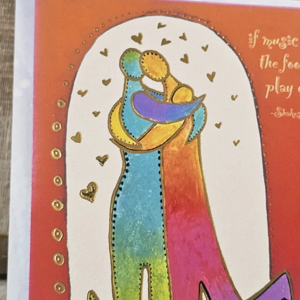 Anniversary Greeting Card Laurel Burch Pink Lovers Shakespeare Leanin Tree - Image 3 of 4