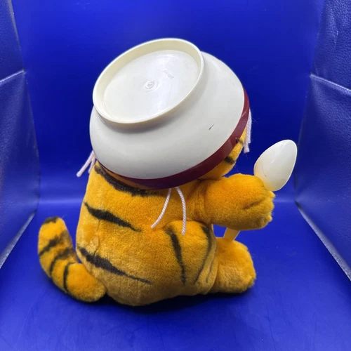 Cuenco y cuchara de pasta de ataque de espagueti de peluche Garfield vintage Dakin 1981 Jim Davis - Imagen 3 de 9
