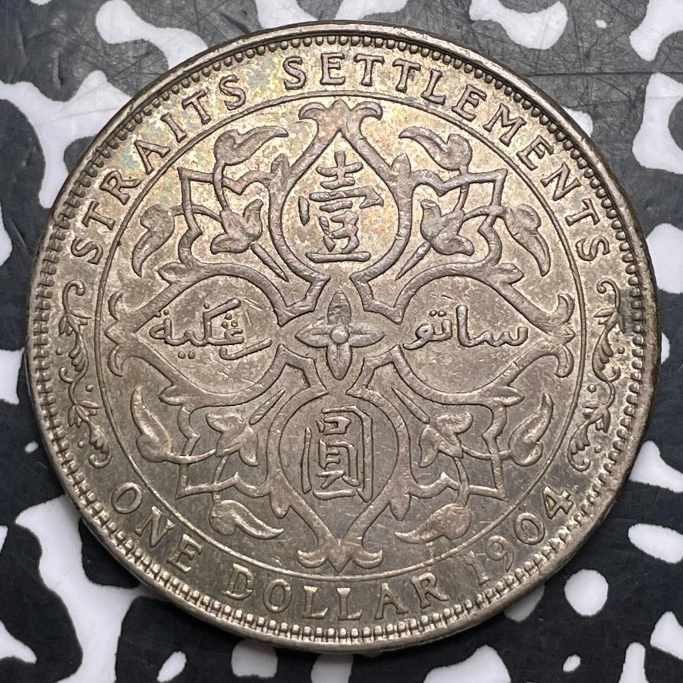Lote de $1 dólar 1904 Straits Settlements #JM9001 ¡plata! ¡Alto grado! Hermoso! Foto 2 de 2