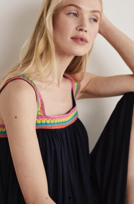 BODEN Crochet Trim Jersey Maxi Dress Navy 14 BNWT | eBay
