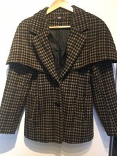 Yumi Checked Jacket With Detachable Cape, Size S, Rrp £150