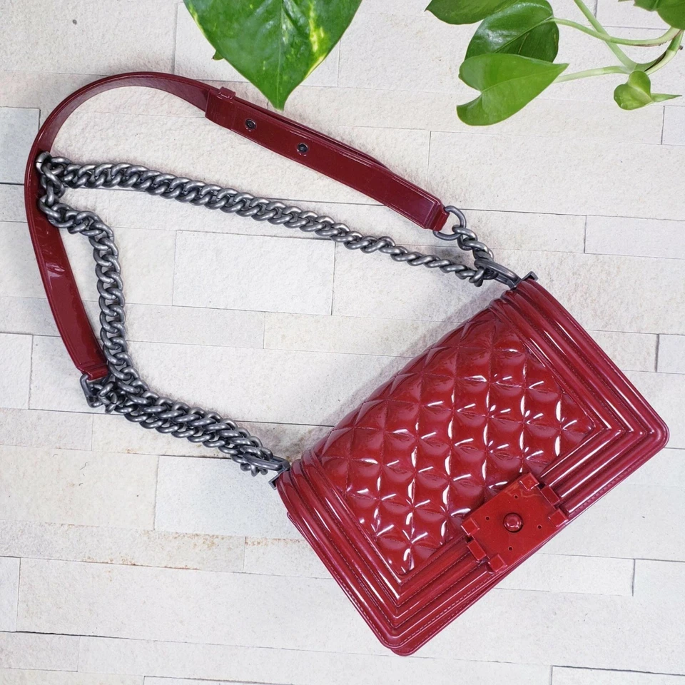 女士包皮革流浪汉马鞍肩手拿包红色钱包手提包格子绗缝 — 第 2/4 张图片