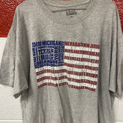 Men s XXL Tee Short With State Names That Make American Flag By Lifestyle Classi
