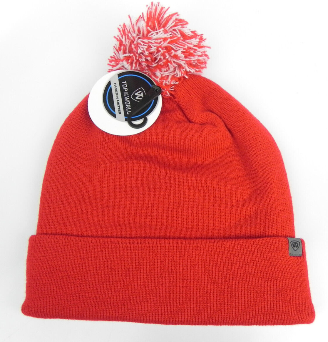 ROWAGY Women's Leopard Print Pom Pom Beanie - Knit Skull Cap For Winter, Windproof & Warm, One Size Fits All (Red)