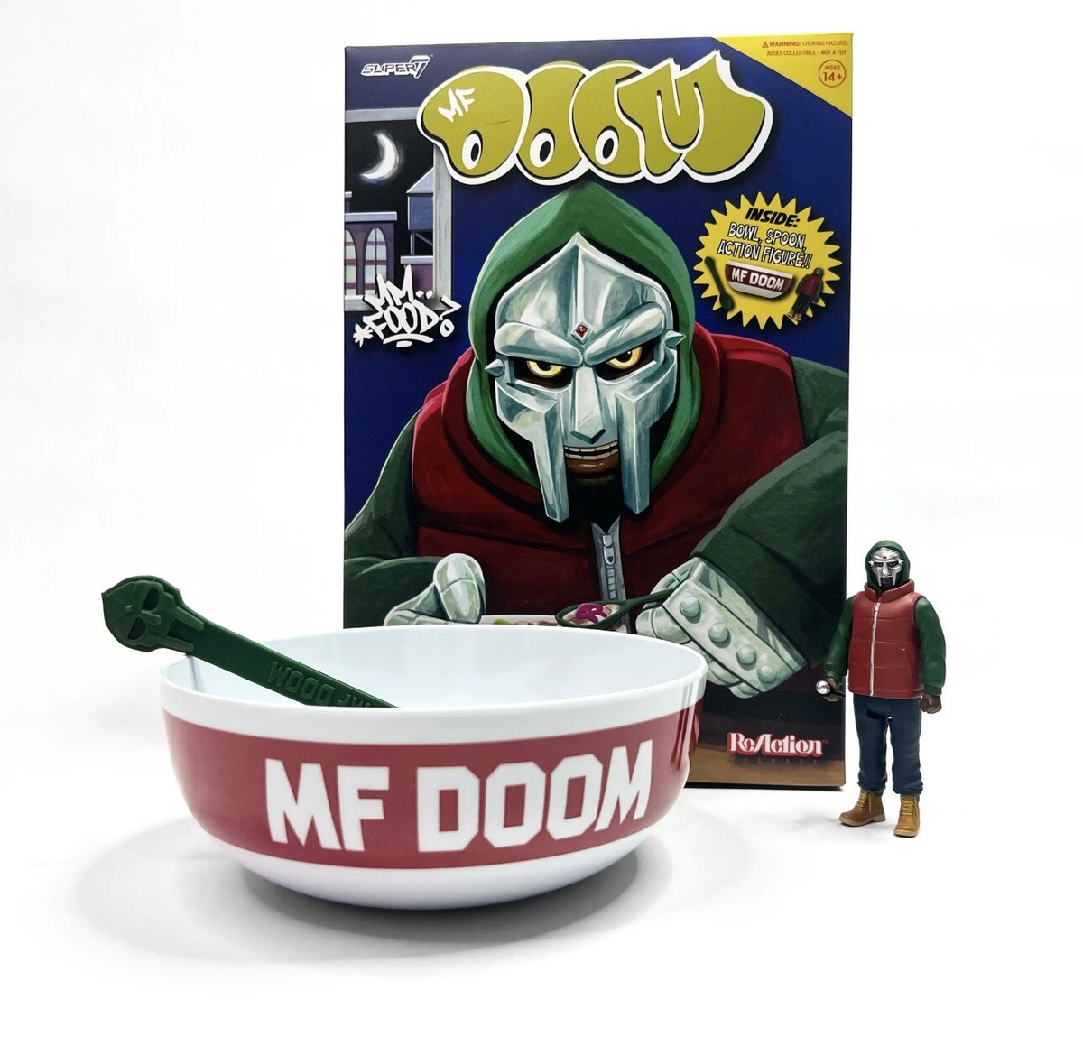 SUPER 7 - MF DOOM REACTION FIGURE WAVE 02 - W/ Cereal Bowl & Spoon