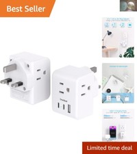 Efficient UK  Ireland Travel Plug Adapter with USB Fast Charge Capability
