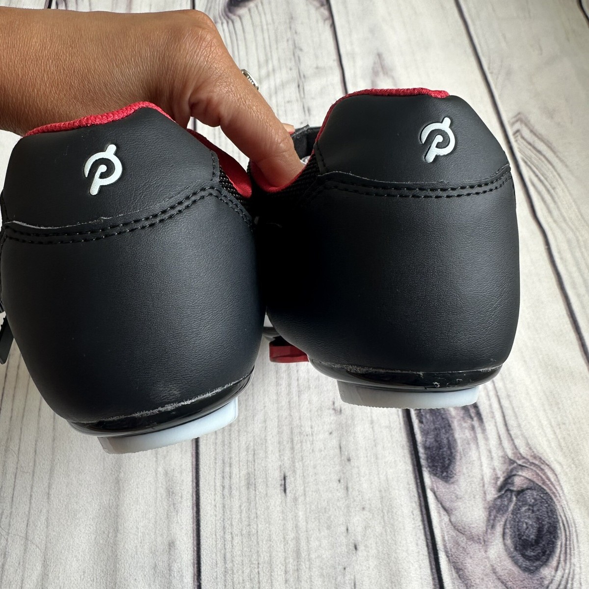 Chaussures Vélo Peloton H-21 – Homme US 13/EU 47, Noir/rouge, Avec Crampons