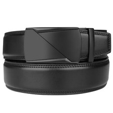 Leather Belt Ratchet Automatic Slide Buckle Plus Size 72'' Trim To Fit