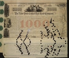 New-York Central Rail Road, Bond 1000$, 1853, Unterschrift Erastus Corning
