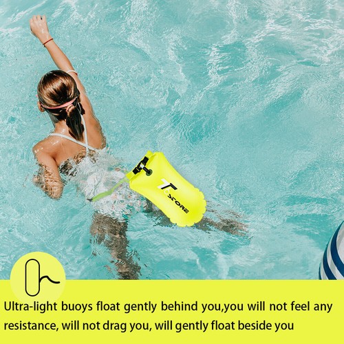 Boya de natación inflable de seguridad en aguas abiertas dispositivo de bolsa seca de aire boya de natación remolque flotador - Imagen 8 de 13