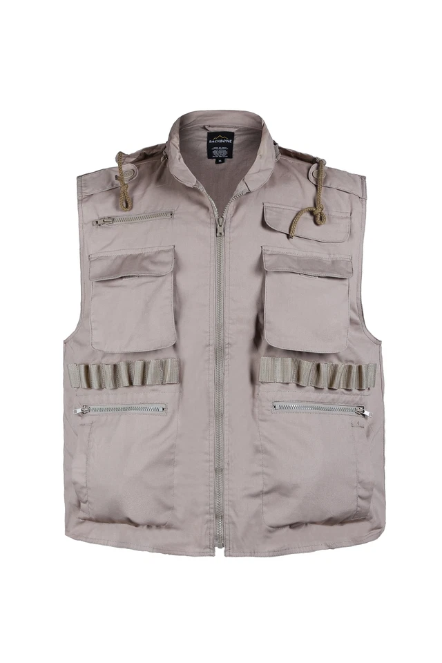 MENS Fishing Gaming Camping Outdoor Ranger Vest Security Uniform -Black / Khaki - Image 3 of 4