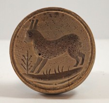 ANTIQUE RABBIT BUTTER MOLD PRINT STAMP 1880 FOLK ART COUNTRY AMERICANA