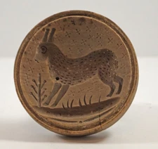 ANTIQUE RABBIT BUTTER MOLD PRINT STAMP 1880 FOLK ART COUNTRY AMERICANA