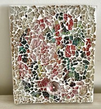 Handmade Tempered Glass Mosaic W Glass Knob/hook, Green, Pink, White, Kids 8x7&rdquo;