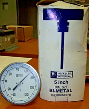 👀 NEW WEKSLER 5" BI-METAL THERMOMETER -40°F TO 120°F 4" STEM BM5-3-2
