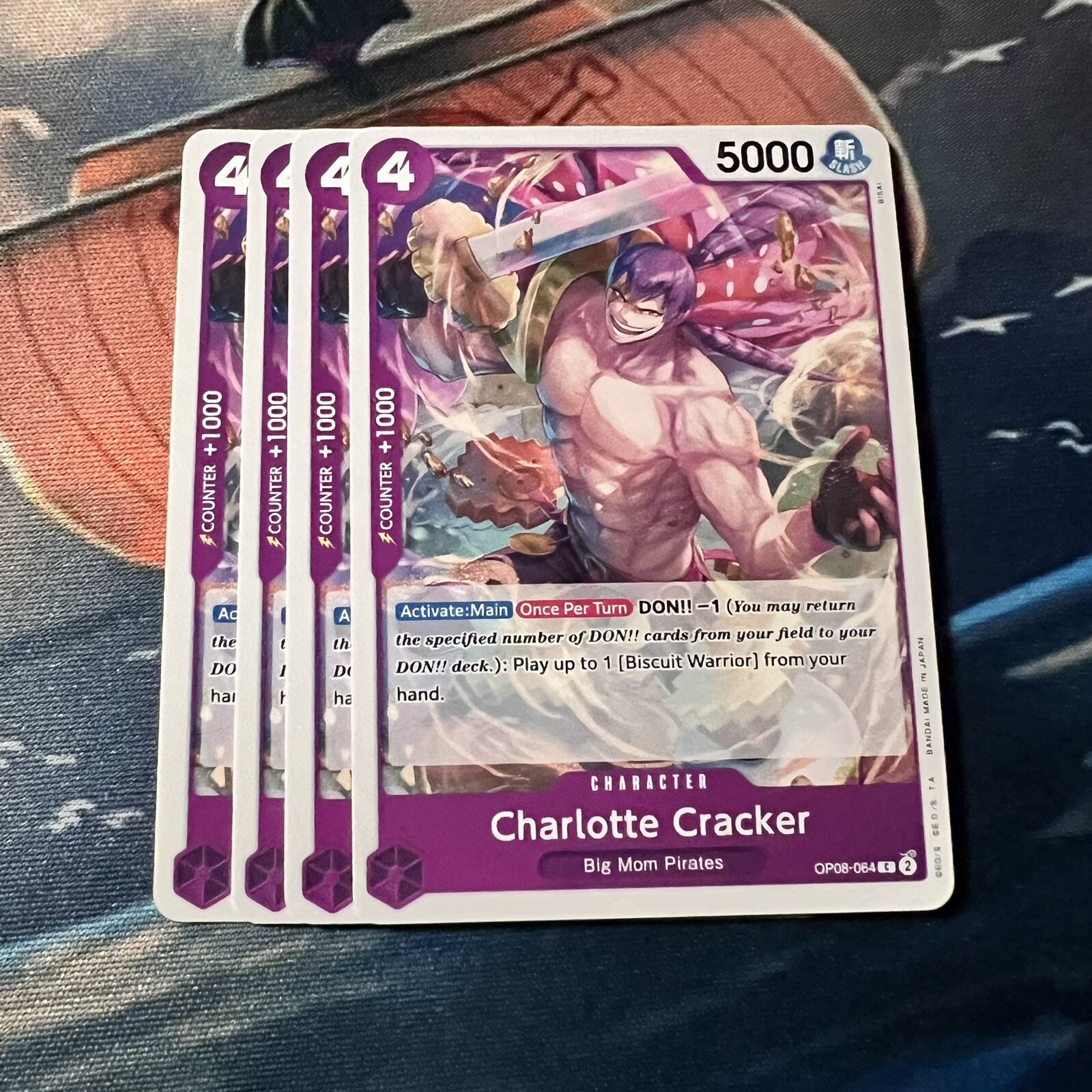 X4 One Piece Card Game Charlotte Cracker OP08-064 Two Legends  - ENGLISH Playset