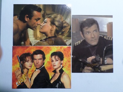 3-JAMES BOND PROMOTIONAL CARDS 1995&96 CONNERY,BROSNAN,MOORE INKWORKS/EON PROD