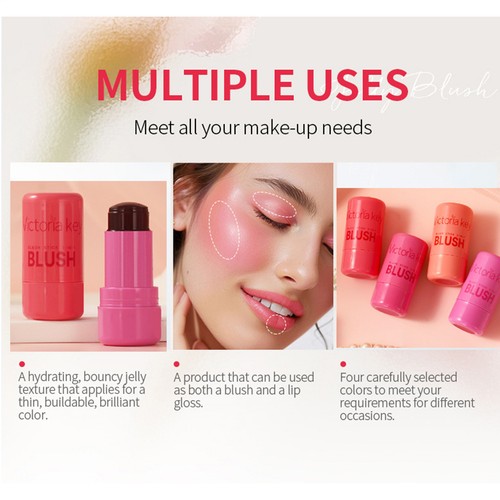 4pcs/set Milk Cooling Water Jelly Tint Milk Jelly Blush Water Jelly Tint Stick - Picture 4 of 10