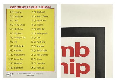 2023 Wacky Packages Old School S11 CHECKLIST Top Right card of puzzle back