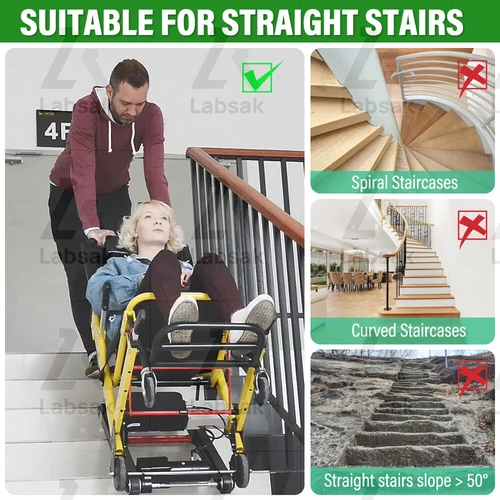 Elevador de escaleras portátil para ancianos escalada silla de ruedas plegable elevador de escaleras - Imagen 11 de 21