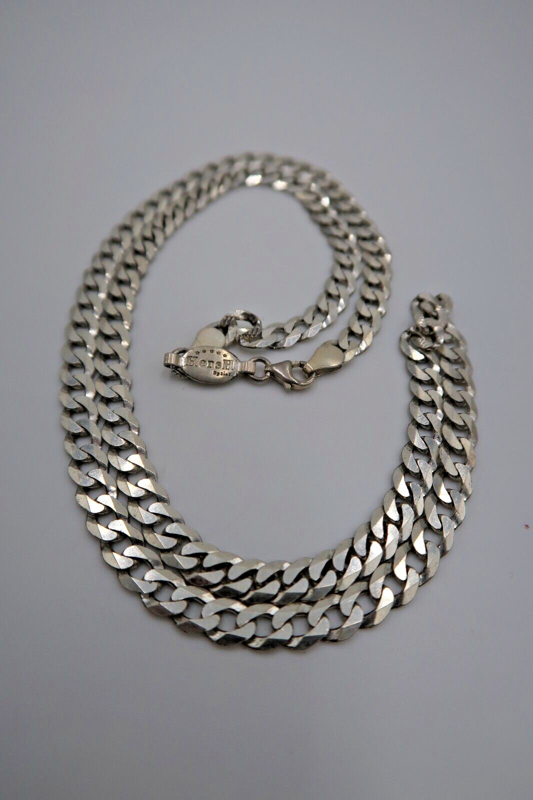 t296 Sterling Silver Necklace Curb Link Chain 21" /21… Gem