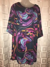 VESTIQUE Multi Color Abstract Summer DRESS 3/4 Sleeve  ~ Sz Medium