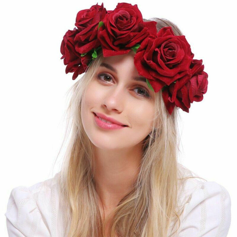 Floral Crown Rose Flower Headband Hairband Wedding Hair Garland Floral Crown Rose Flower Headband Hairband Wedding Hair Garland